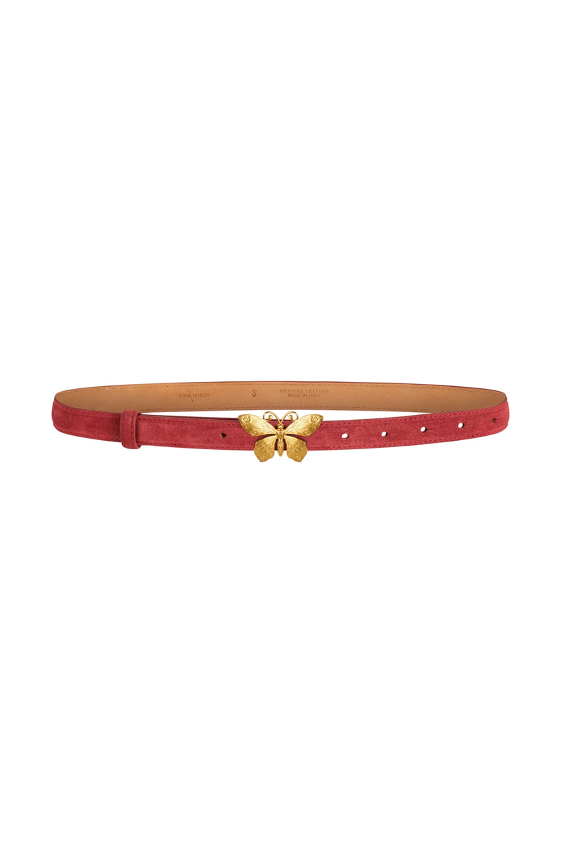 Load image into Gallery viewer, Butterfly Red Suede Belt x Sonia Petroff