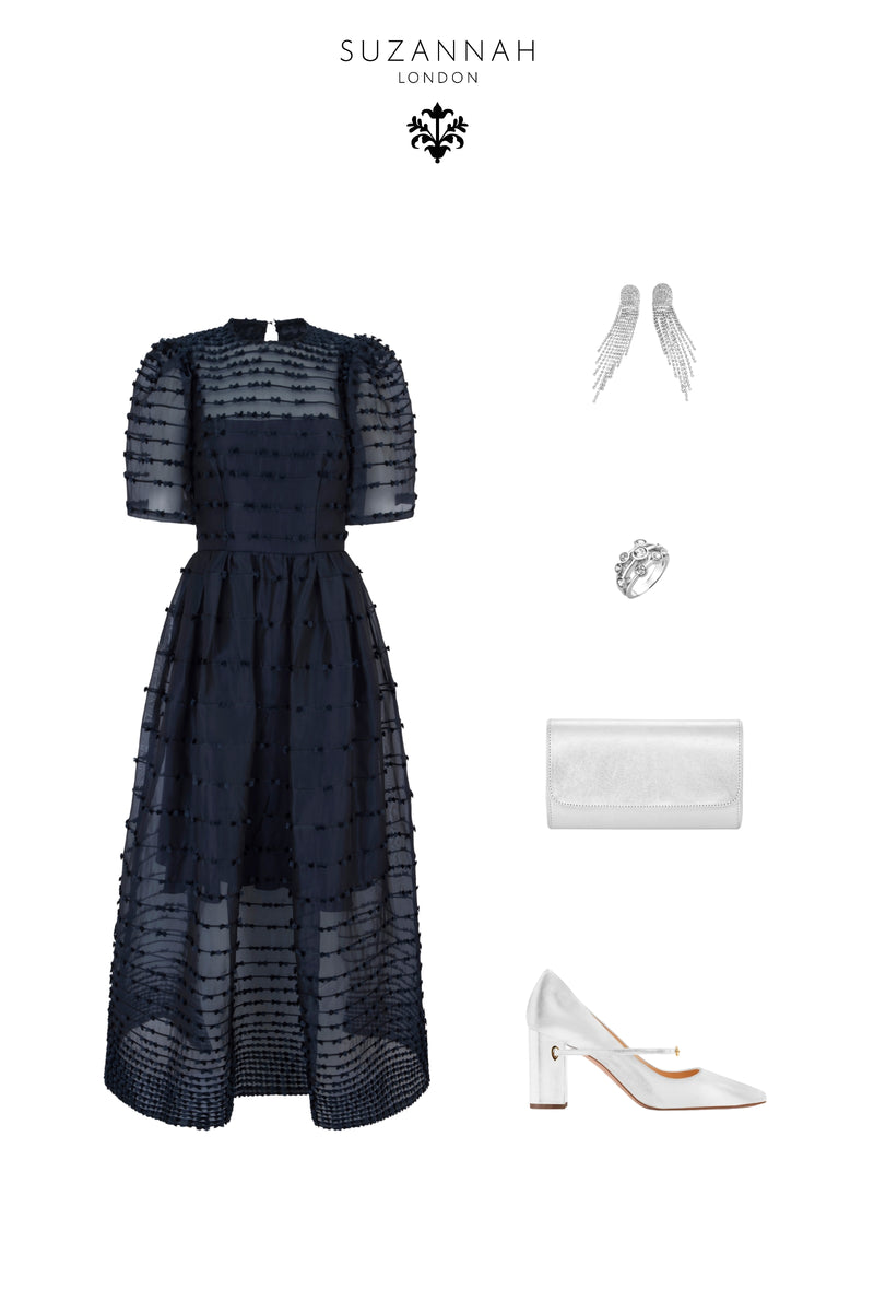 Load image into Gallery viewer, Maria Organza Bow Midi Dress