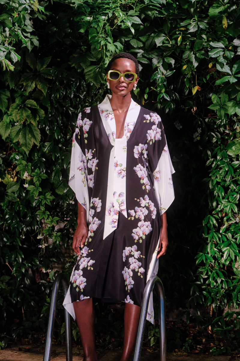 Load image into Gallery viewer, Shutters Printed Silk Kaftan x Kate Scott - ARCHIVE SALE