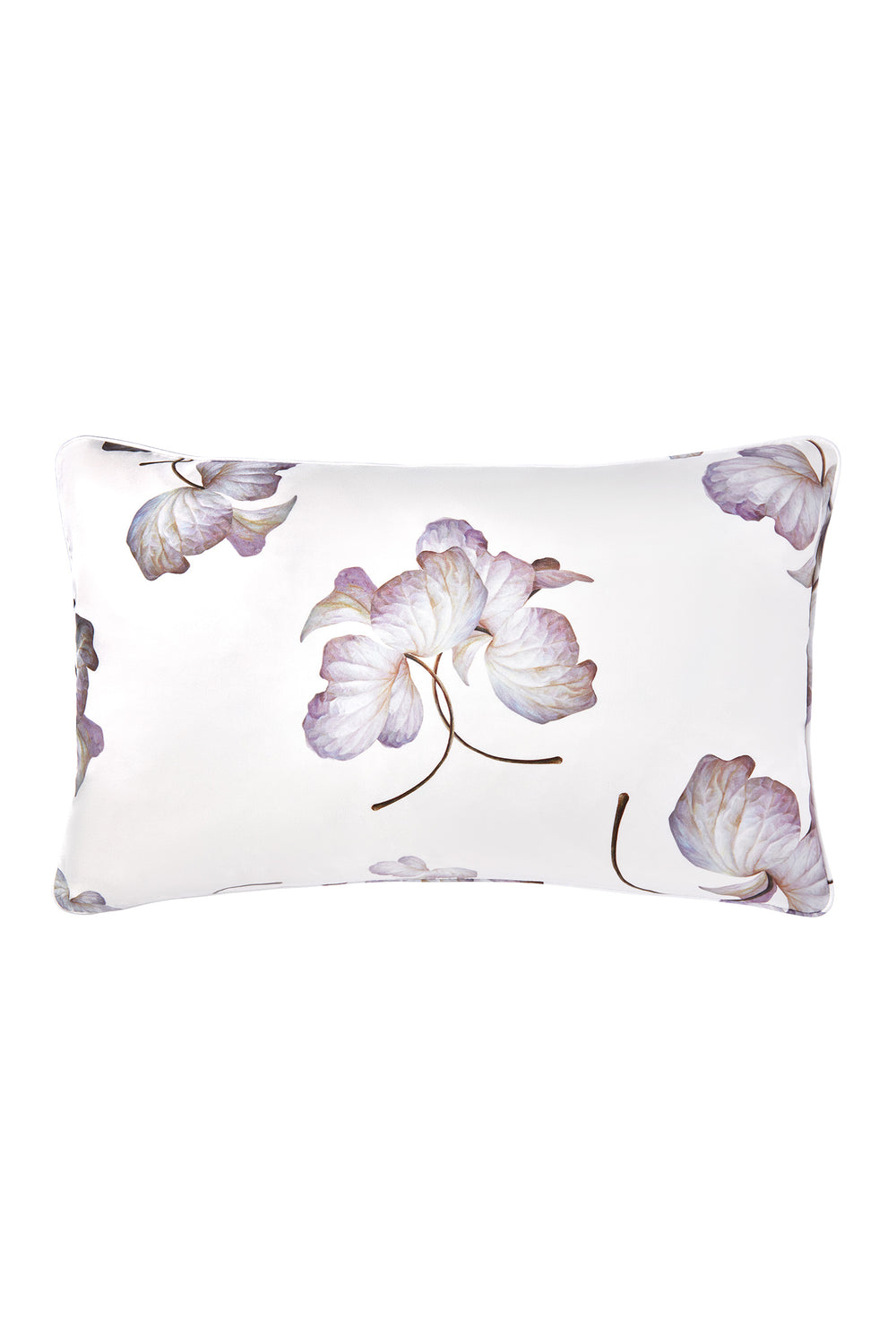Load image into Gallery viewer, Slim Rectangular Silk Twill Throw Pillows Hydrangea Leaves White x MarieLuise Bantel