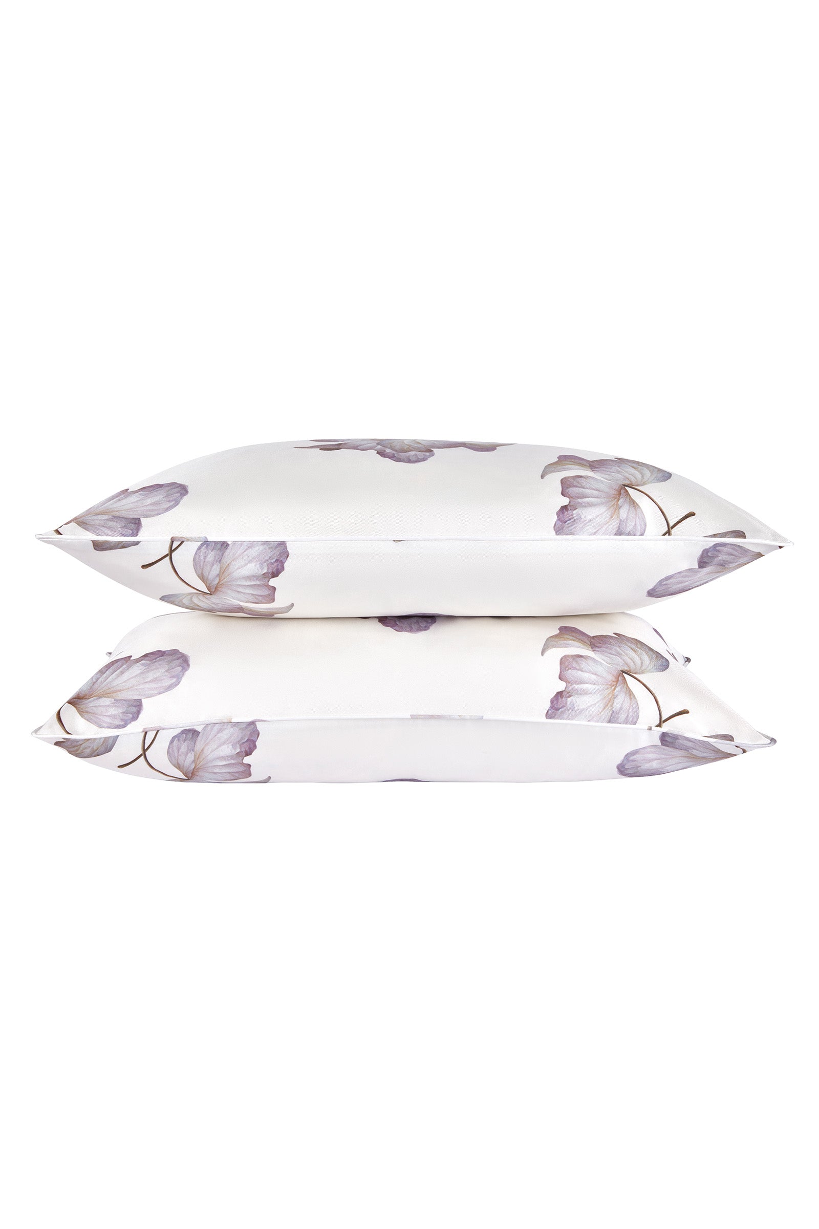 Slim Rectangular Silk Twill Throw Pillows Hydrangea Leaves White x MarieLuise Bantel