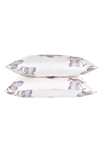 Slim Rectangular Silk Twill Throw Pillows Hydrangea Leaves White x MarieLuise Bantel