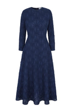 Load image into Gallery viewer, Winnie Midi Dress Smocked Cloqué Navy