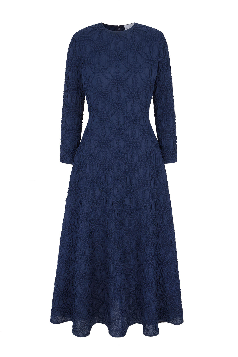 Load image into Gallery viewer, Winnie Midi Dress Smocked Cloqué Navy
