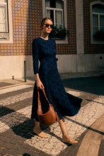 Load image into Gallery viewer, Winnie Midi Dress Smocked Cloqué Navy