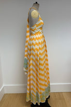 Load image into Gallery viewer, Palm Beach Halter Dress Yellow Chevron - ARCHIVE SALE