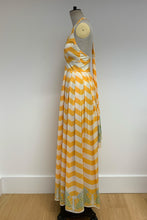 Load image into Gallery viewer, Palm Beach Halter Dress Yellow Chevron - ARCHIVE SALE