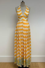 Load image into Gallery viewer, Palm Beach Halter Dress Yellow Chevron - ARCHIVE SALE