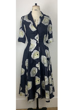Load image into Gallery viewer, Edith bright navy Rose Cotton Shirt Dress ARCHIVE SALE