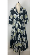 Load image into Gallery viewer, Edith Dark Navy Rose Cotton Shirt Dress ARCHIVE SALE