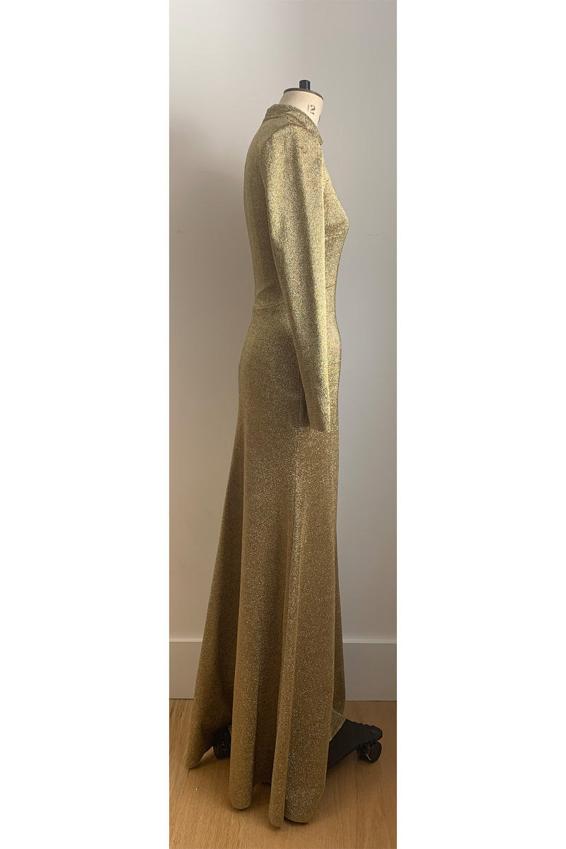 Load image into Gallery viewer, Evangeline Dark Gold Jersey Gown ARCHIVE SALE