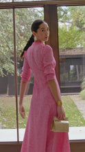 Elyse Silk Tea Dress Trailing Stars Raspberry