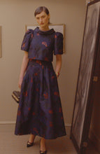 Clara Skirt Navy Floral Fil Coupé