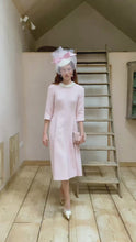 Lucy Midi Dress Metallic Tweed Pink
