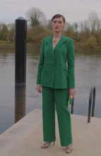 Rapallo Double Breasted Blazer Green Linen