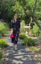 Gabriella Silk Tea Dress Navy Polka Dots