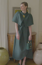 Delphine Dress Forest Green Cloqué