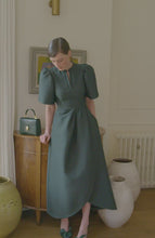 Delphine Dress Forest Green Cloqué