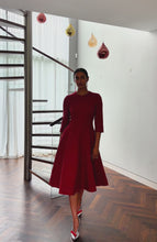 Lucy Midi Dress Metallic Tweed Red