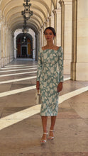 Lottie Dress Sculpted Cloqué Turquoise Marguerites
