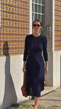 Winnie Midi Dress Smocked Cloqué Navy
