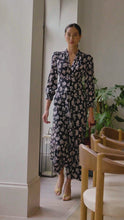 Elyse Silk Tea Dress Navy Plum Blossom x Marieluise Bantel