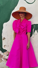Victoria Shirt Dress Silk Faille Hot Pink