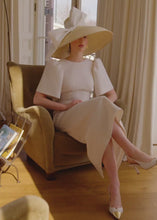 Annabel Bow Midi Dress Tweed Cream