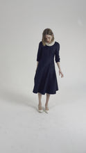 Lucy Midi Dress Metallic Tweed Navy
