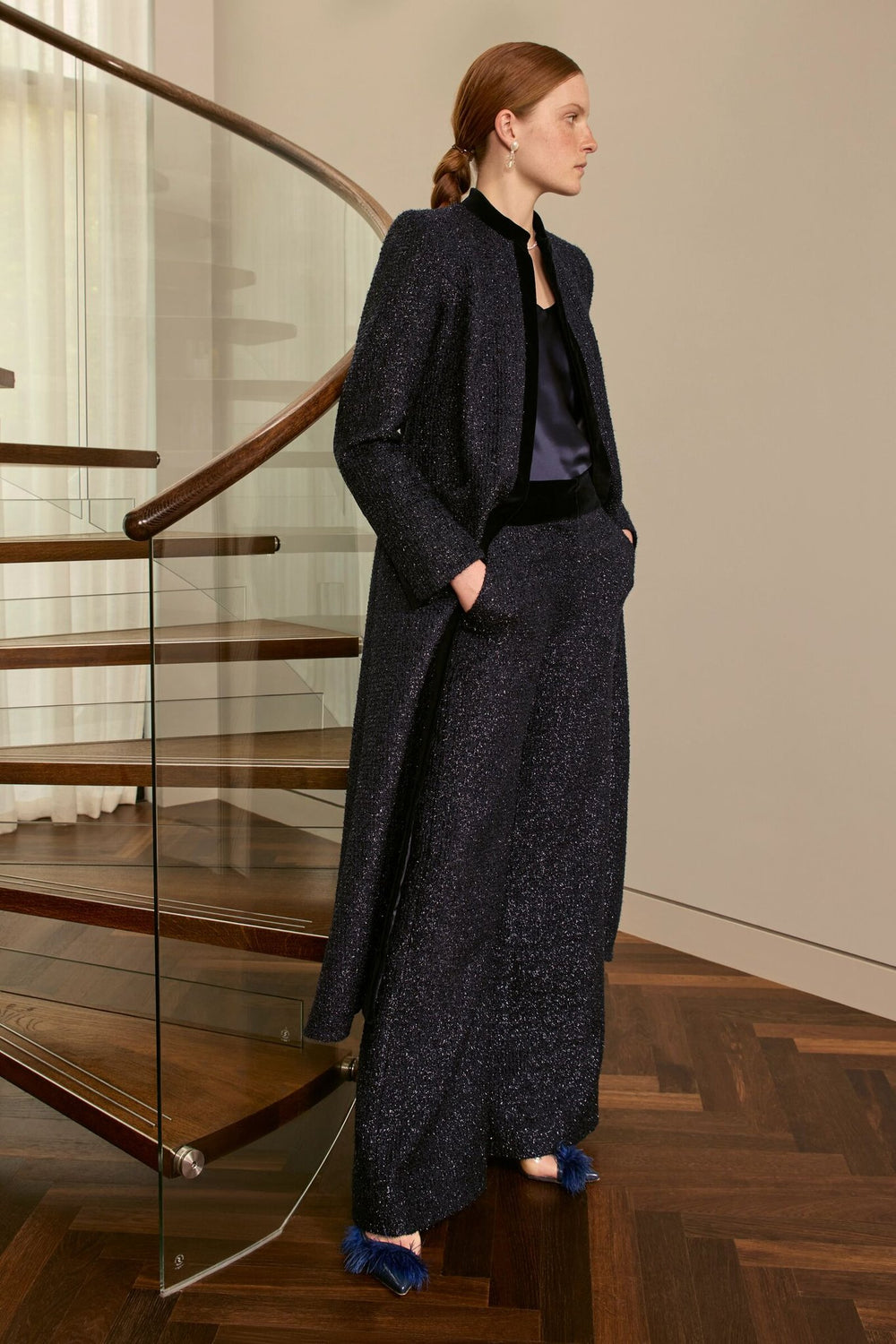 Load image into Gallery viewer, Bloomsbury Set Metallic Tweed Navy