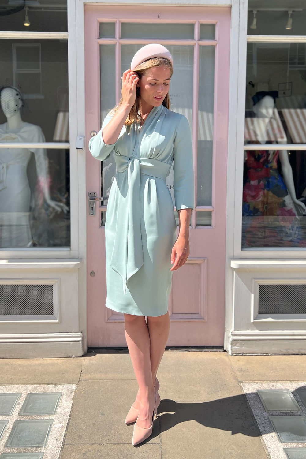 Luxury Crepe Silk Midi Dress | 1940s Silk Tea Dress | Sage Green – Suzannah  London