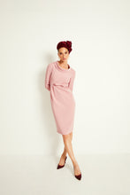 Load image into Gallery viewer, Silk Crepe Soft Cowl Neck Shift Dress Vintage Pink
