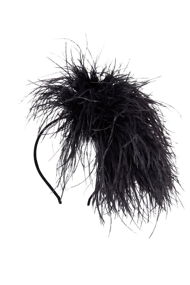Puff Feather Head Piece Black