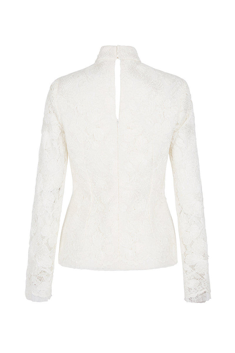Load image into Gallery viewer, Embroidered Lace High Necked Blouse ARCHIVE SALE