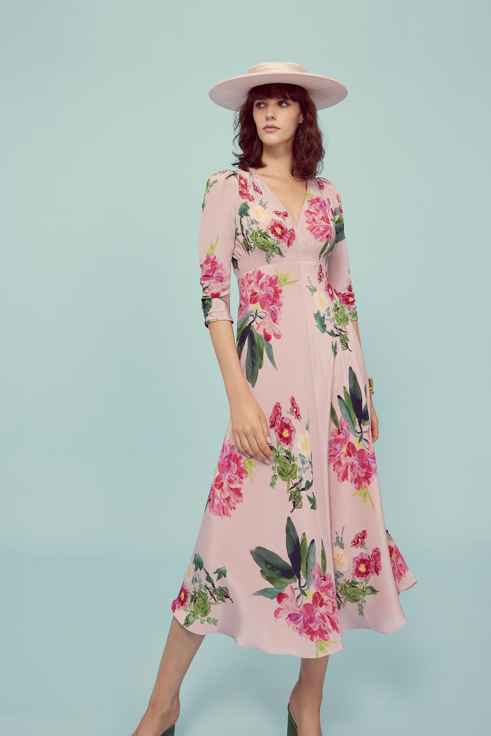 Load image into Gallery viewer, Adela Handpainted Floral Dress Worn By Model