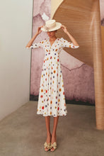 Load image into Gallery viewer, Adela Tea Dress Pansy Dots x Rachel Levy