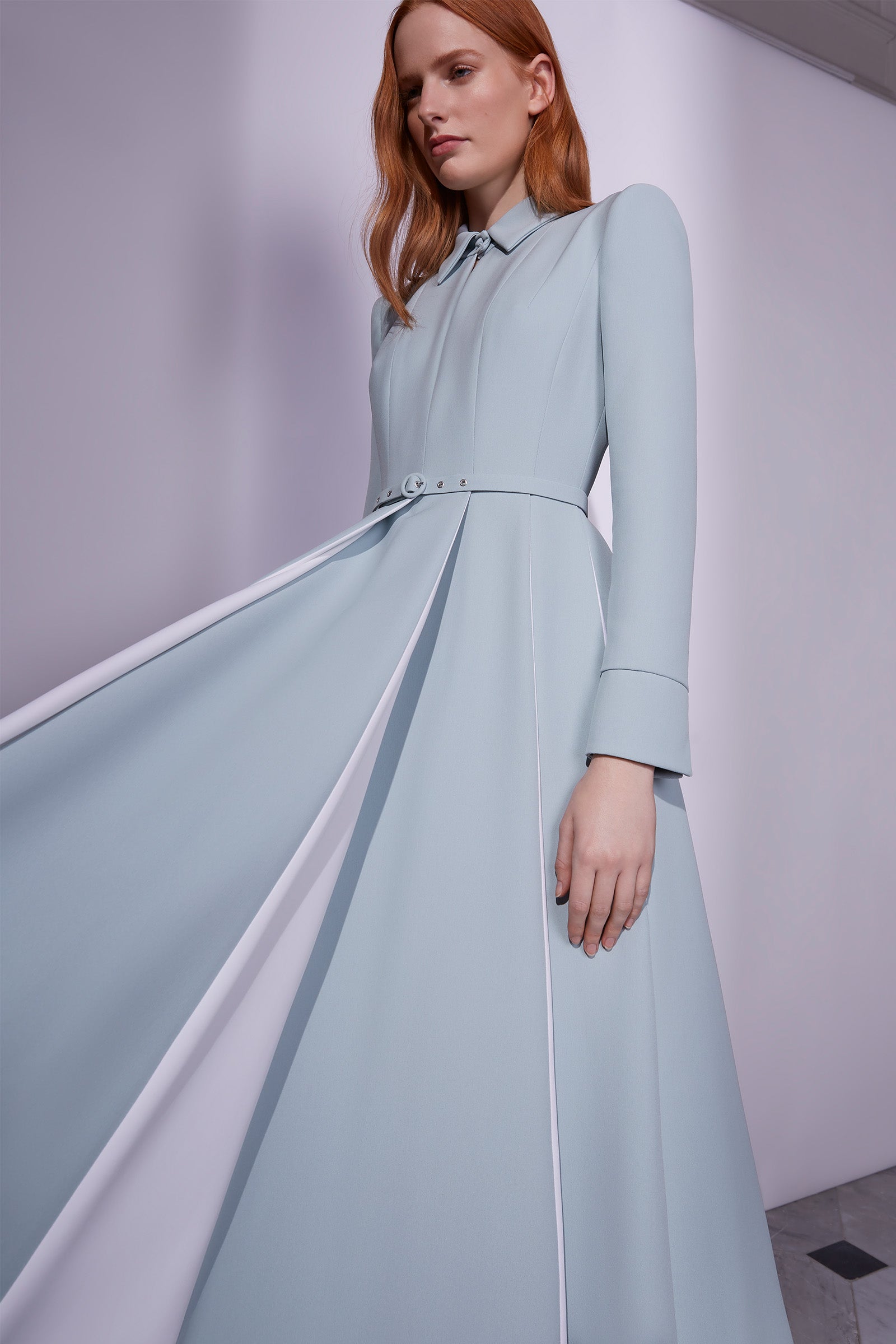 Adelyn Couture Eau De Nil Silk Shirt Dress Adelyn Couture Eau De Nil Silk Shirt Dress