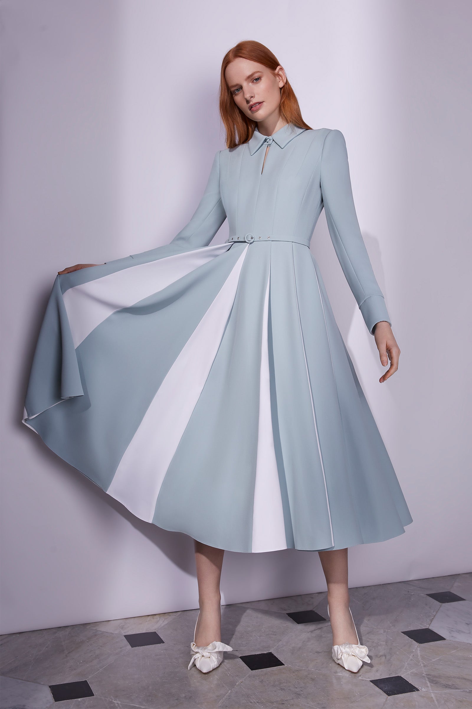 silk dresses london Fontaine Silk Crepe Breeze Blue