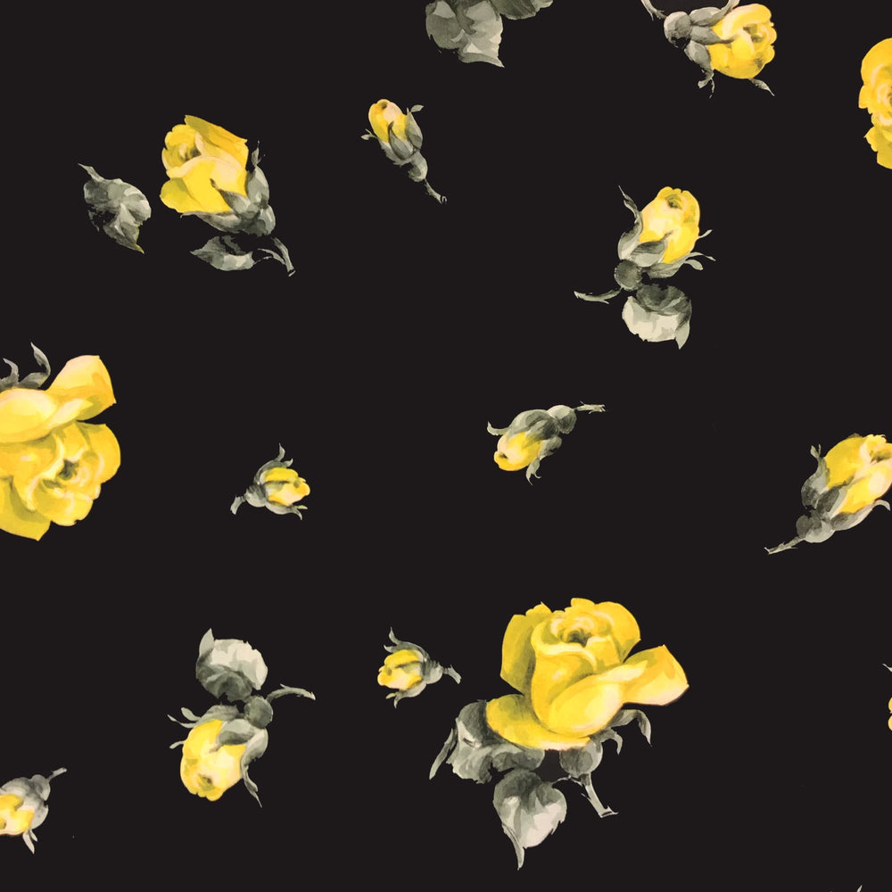 Load image into Gallery viewer, Black Antique Rose Crepe De Chine