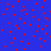 Blue and Red Confetti Crepe De Chine