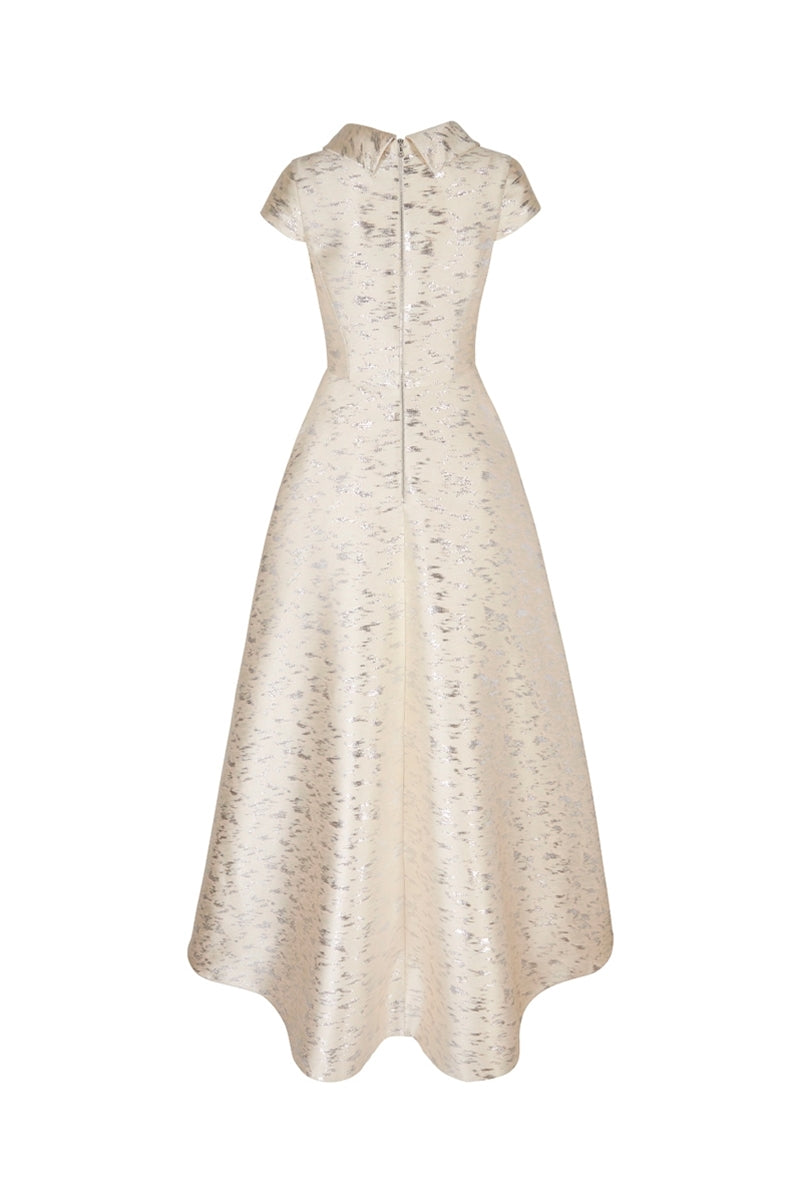 Load image into Gallery viewer, Blythe Long Gown Shattered Glass Jacquard Gold