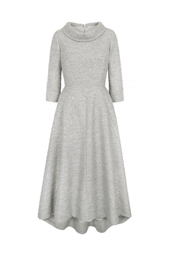 Blythe Midi Dress Metallic Tweed Winter Sky