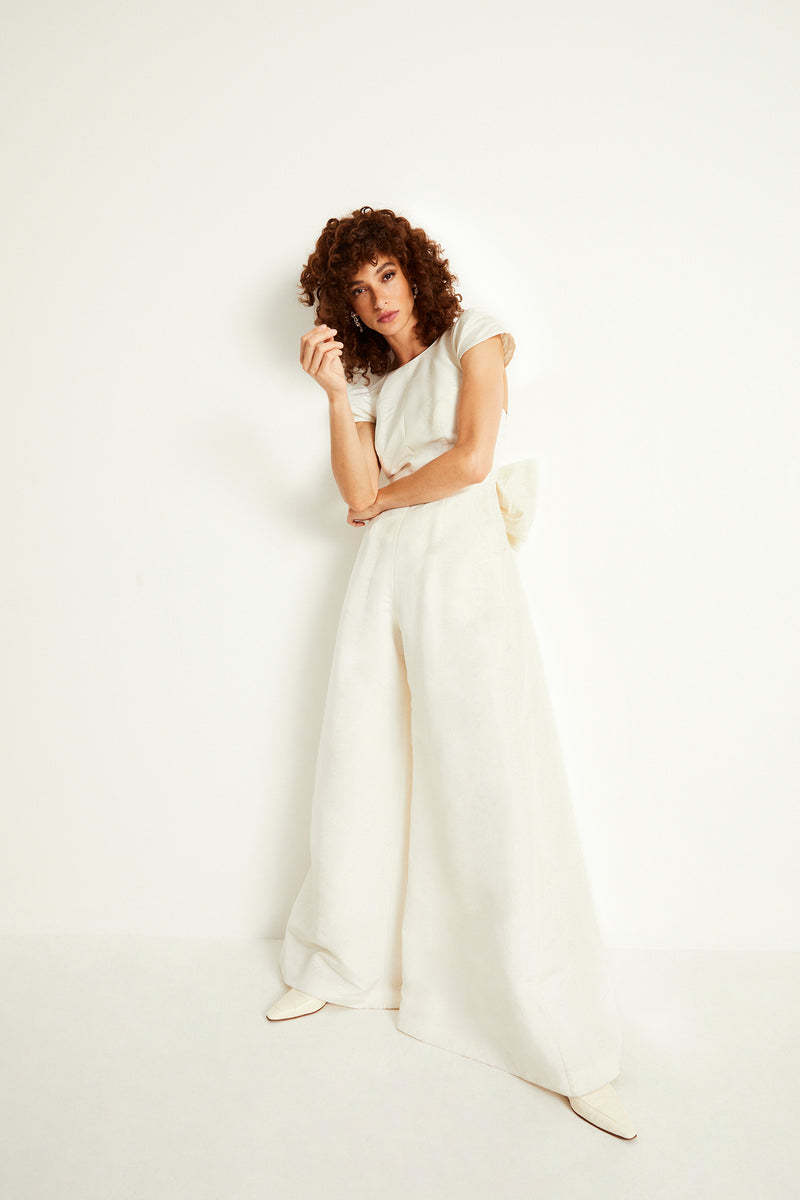 Load image into Gallery viewer, Silk Bow Jumpsuit