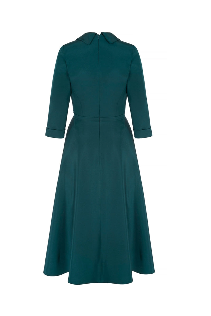 Load image into Gallery viewer, Silk Cowl Neck Riding Dress Forest