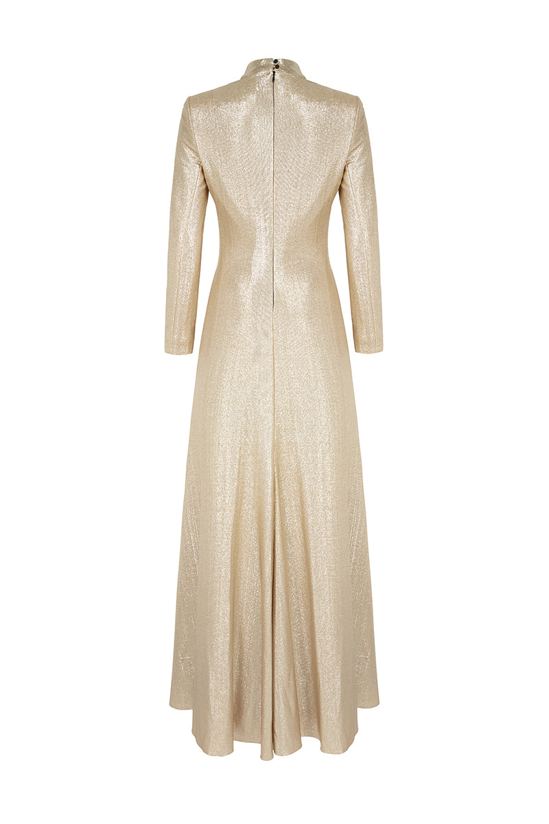 Load image into Gallery viewer, Evangeline Gold Jersey Gown