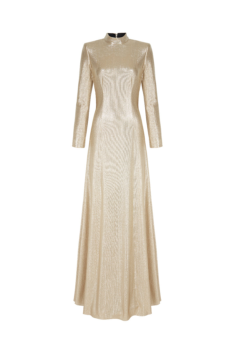 Load image into Gallery viewer, Evangeline Gold Jersey Gown