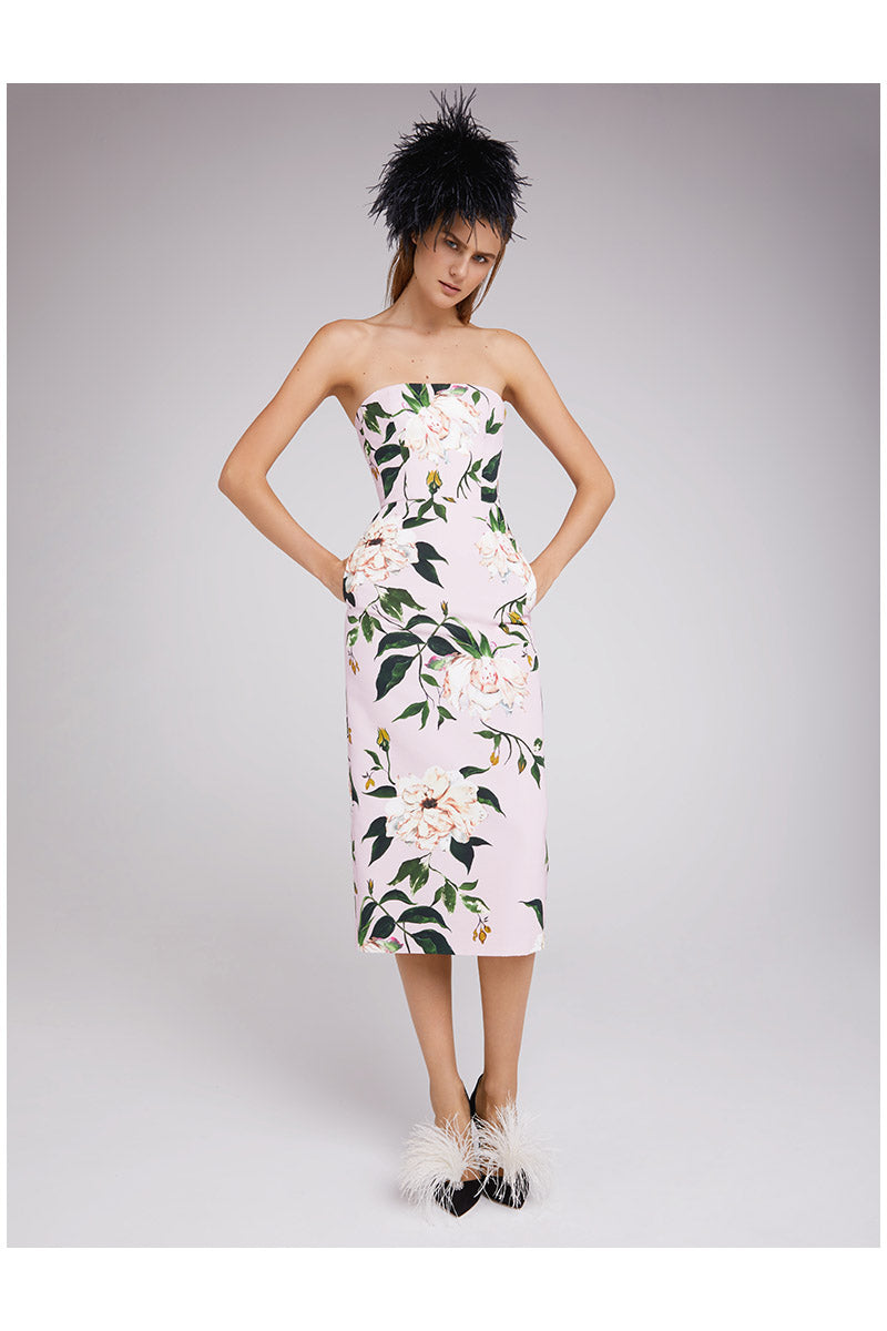 Load image into Gallery viewer, Floral Strapless Dress and Cape - ARCHIVE SALE