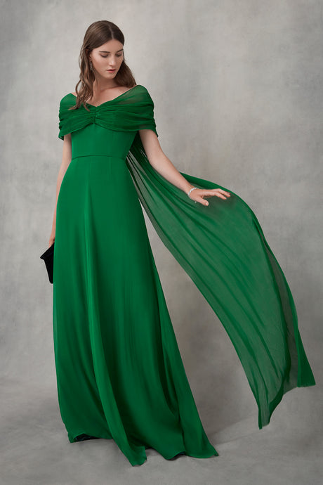 Crystalline Couture Silk Dress Green