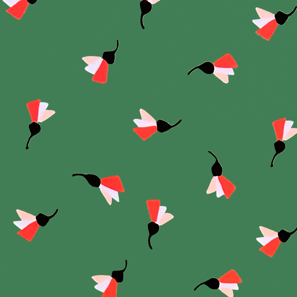 Load image into Gallery viewer, Green Fan Flower Crepe De Chine