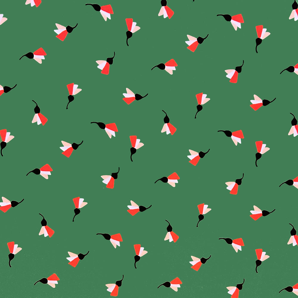 Load image into Gallery viewer, Green Fan Flower Crepe De Chine